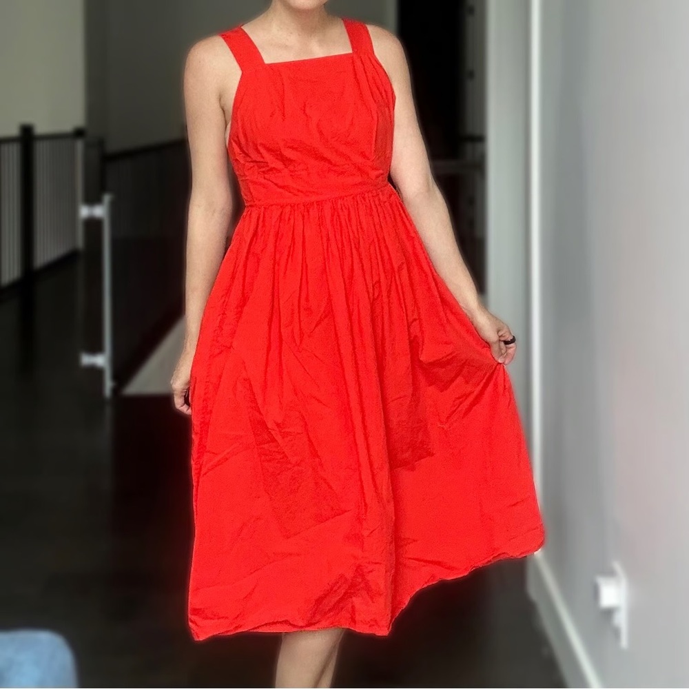 COS Red Poplin Midi dress